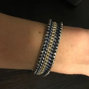 Stella and Dot navy/gold/silver studded bracelet